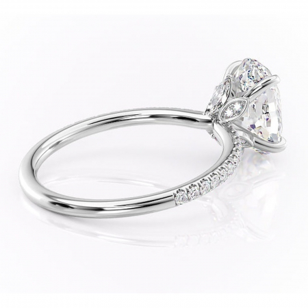 Inel de logodnă Onyxia din aur Alb 14kt cu moissanite tăietură ovală – Montură pavé rafinată pentru profil înalt | Personalizează și configurează gratuit online [2]