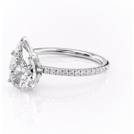 Inel de logodnă Onyxia din aur Alb 14kt cu moissanite tăietură pară – Montură pavé rafinată pentru profil înalt | Personalizează și configurează gratuit online [6]