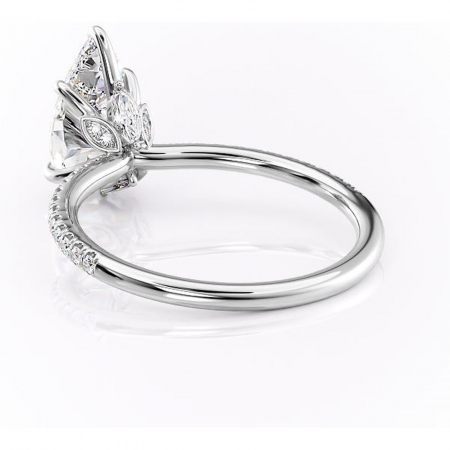 Inel de logodnă Onyxia din aur Alb 14kt cu moissanite tăietură pară – Montură pavé rafinată pentru profil înalt | Personalizează și configurează gratuit online [3]