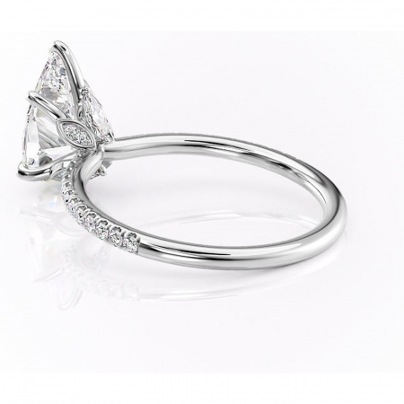 Inel de logodnă Onyxia din aur Alb 14kt cu moissanite tăietură pară – Montură pavé rafinată pentru profil înalt | Personalizează și configurează gratuit online [4]