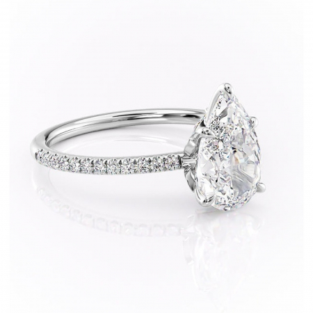 Pară - Inel de logodnă Onyxia din aur Alb 14kt cu moissanite tăietură pară – Montură pavé rafinată pentru profil înalt | Personalizează și configurează gratuit online