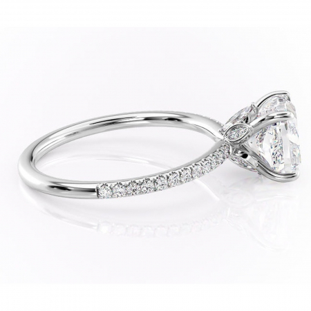 Inel de logodnă Onyxia din aur Alb 14kt cu moissanite tăietură pernă – Montură pavé rafinată pentru profil înalt | Personalizează și configurează gratuit online [1]