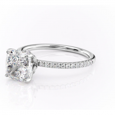 Inel de logodnă Onyxia din aur Alb 14kt cu moissanite tăietură pernă – Montură pavé rafinată pentru profil înalt | Personalizează și configurează gratuit online [6]