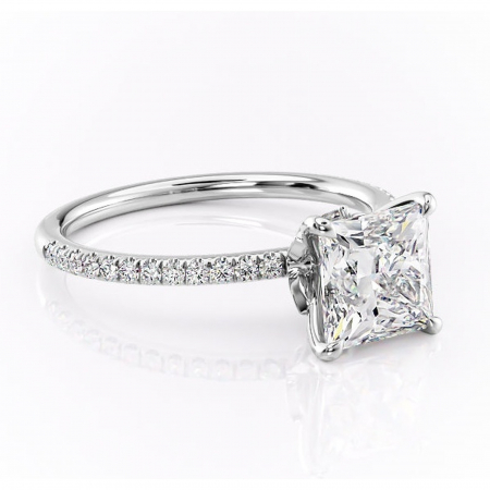 Princess - Inel de logodnă Onyxia din aur Alb 14kt cu moissanite tăietură princess – Montură pavé rafinată pentru profil înalt | Personalizează și configurează gratuit online