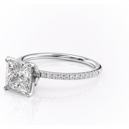 Inel de logodnă Onyxia din aur Alb 14kt cu moissanite tăietură princess – Montură pavé rafinată pentru profil înalt | Personalizează și configurează gratuit online [6]