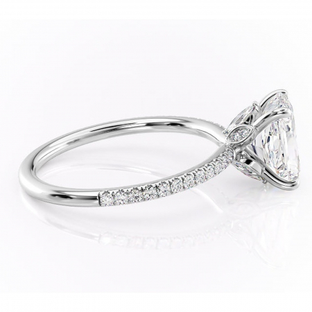 Inel de logodnă Onyxia din aur Alb 14kt cu moissanite tăietură radiantă – Montură pavé rafinată pentru profil înalt | Personalizează și configurează gratuit online [1]