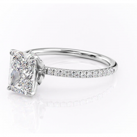 Inel de logodnă Onyxia din aur Alb 14kt cu moissanite tăietură radiantă – Montură pavé rafinată pentru profil înalt | Personalizează și configurează gratuit online [6]