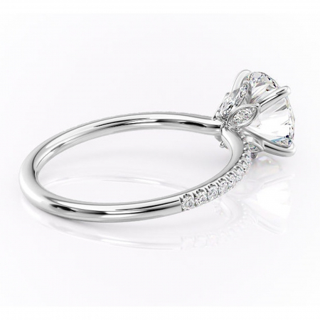 Inel de logodnă Onyxia din aur Alb 14kt cu moissanite tăietură rotundă – Montură pavé rafinată pentru profil înalt | Personalizează și configurează gratuit online [2]