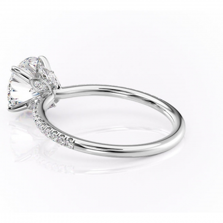 Inel de logodnă Onyxia din aur Alb 14kt cu moissanite tăietură rotundă – Montură pavé rafinată pentru profil înalt | Personalizează și configurează gratuit online [4]