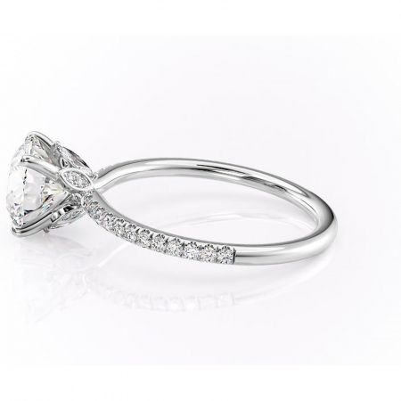 Inel de logodnă Onyxia din aur Alb 14kt cu moissanite tăietură rotundă – Montură pavé rafinată pentru profil înalt | Personalizează și configurează gratuit online [5]