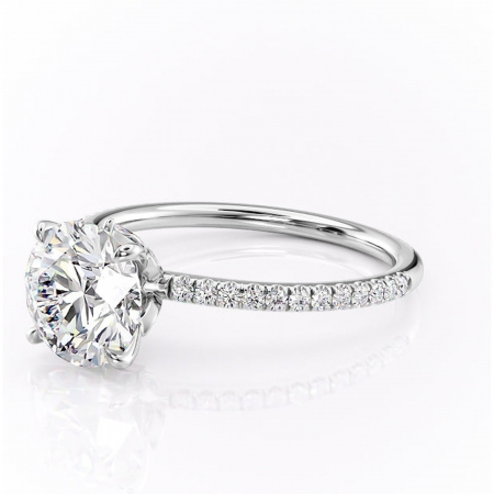 Inel de logodnă Onyxia din aur Alb 14kt cu moissanite tăietură rotundă – Montură pavé rafinată pentru profil înalt | Personalizează și configurează gratuit online [6]