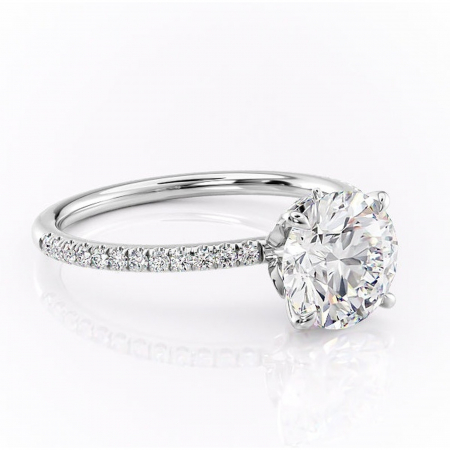 Accent - Inel de logodnă Onyxia din aur Alb 14kt cu moissanite tăietură rotundă – Montură pavé rafinată pentru profil înalt | Personalizează și configurează gratuit online