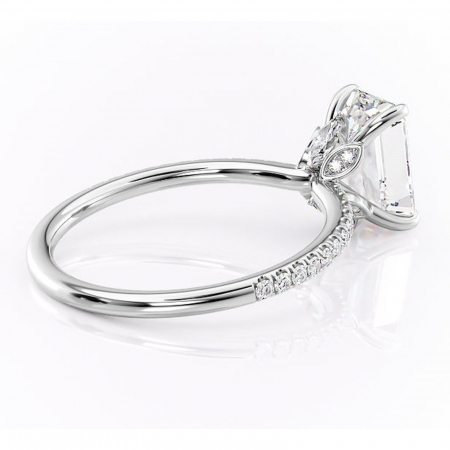 Inel de logodnă Onyxia din aur Alb 14kt cu moissanite tăietură smarald – Montură pavé rafinată pentru profil înalt | Personalizează și configurează gratuit online [2]