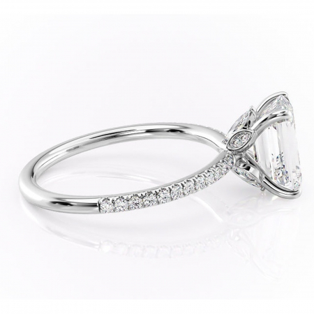 Inel de logodnă Onyxia din aur Alb 14kt cu moissanite tăietură smarald – Montură pavé rafinată pentru profil înalt | Personalizează și configurează gratuit online [1]