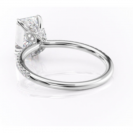 Inel de logodnă Onyxia din aur Alb 14kt cu moissanite tăietură smarald – Montură pavé rafinată pentru profil înalt | Personalizează și configurează gratuit online [3]