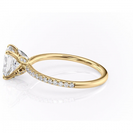 Inel de logodnă Onyxia din aur Galben 14kt cu moissanite tăietură asscher – Montură pavé rafinată pentru profil înalt | Personalizează și configurează gratuit online [5]