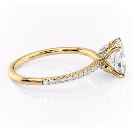 Inel de logodnă Onyxia din aur Galben 14kt cu moissanite tăietură asscher – Montură pavé rafinată pentru profil înalt | Personalizează și configurează gratuit online [1]