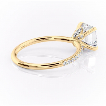 Inel de logodnă Onyxia din aur Galben 14kt cu moissanite tăietură asscher – Montură pavé rafinată pentru profil înalt | Personalizează și configurează gratuit online [2]