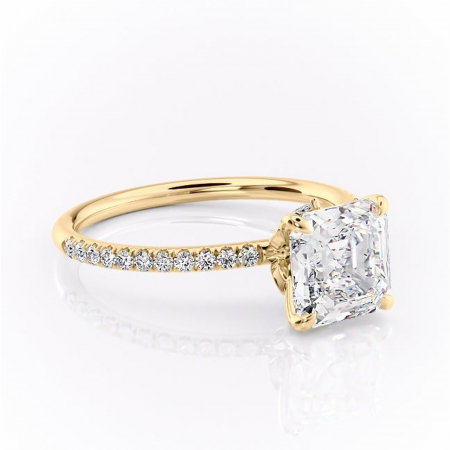 Asscher - Inel de logodnă Onyxia din aur Galben 18kt cu moissanite tăietură asscher – Montură pavé rafinată pentru profil înalt | Personalizează și configurează gratuit online