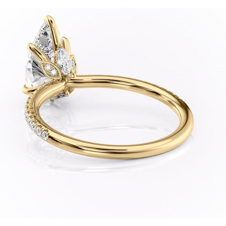 Inel de logodnă Onyxia din aur Galben 18kt cu moissanite tăietură pară – Montură pavé rafinată pentru profil înalt | Personalizează și configurează gratuit online [3]