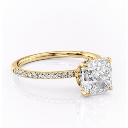 Pernă - Inel de logodnă Onyxia din aur Galben 18kt cu moissanite tăietură pernă – Montură pavé rafinată pentru profil înalt | Personalizează și configurează gratuit online