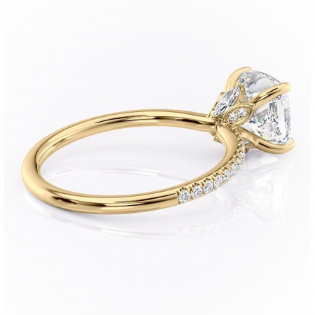 Inel de logodnă Onyxia din aur Galben 14kt cu moissanite tăietură pernă – Montură pavé rafinată pentru profil înalt | Personalizează și configurează gratuit online [2]