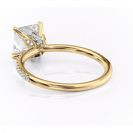 Inel de logodnă Onyxia din aur Galben 14kt cu moissanite tăietură princess – Montură pavé rafinată pentru profil înalt | Personalizează și configurează gratuit online [3]