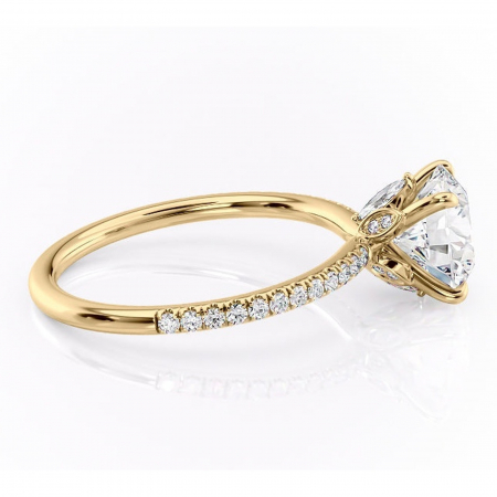 Inel de logodnă Onyxia din aur Galben 14kt cu moissanite tăietură rotundă – Montură pavé rafinată pentru profil înalt | Personalizează și configurează gratuit online [1]