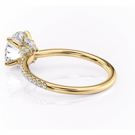 Inel de logodnă Onyxia din aur Galben 14kt cu moissanite tăietură rotundă – Montură pavé rafinată pentru profil înalt | Personalizează și configurează gratuit online [4]