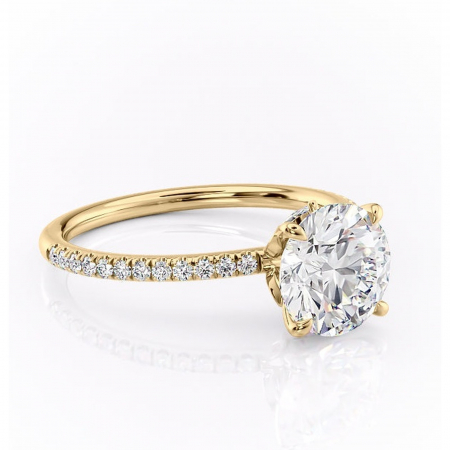 Aur galben - Inel de logodnă Onyxia din aur Galben 14kt cu moissanite tăietură rotundă – Montură pavé rafinată pentru profil înalt | Personalizează și configurează gratuit online