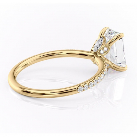 Inel de logodnă Onyxia din aur Galben 14kt cu moissanite tăietură smarald – Montură pavé rafinată pentru profil înalt | Personalizează și configurează gratuit online [2]