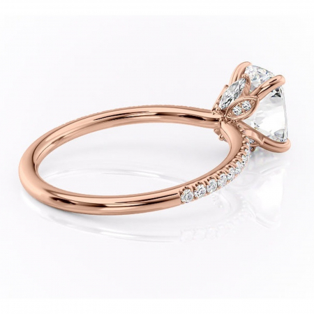 Inel de logodnă Onyxia din aur Rose 14kt cu moissanite tăietură asscher – Montură pavé rafinată pentru profil înalt | Personalizează și configurează gratuit online [2]