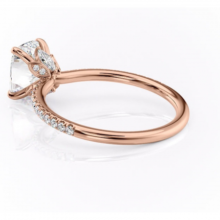 Inel de logodnă Onyxia din aur Rose 14kt cu moissanite tăietură asscher – Montură pavé rafinată pentru profil înalt | Personalizează și configurează gratuit online [4]