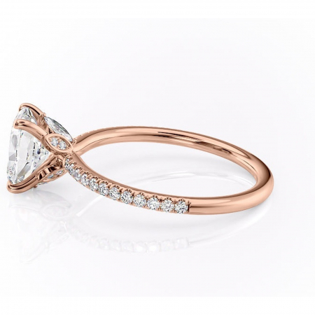 Inel de logodnă Onyxia din aur Rose 14kt cu moissanite tăietură asscher – Montură pavé rafinată pentru profil înalt | Personalizează și configurează gratuit online [5]