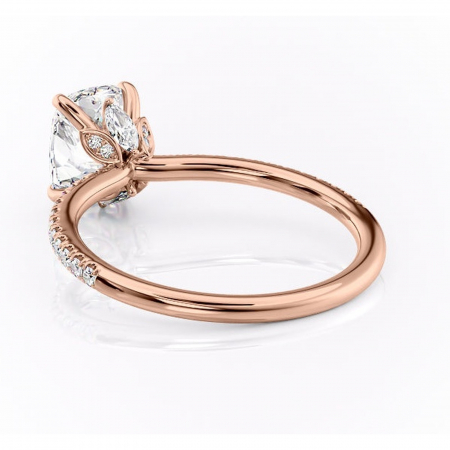 Inel de logodnă Onyxia din aur Rose 14kt cu moissanite tăietură asscher – Montură pavé rafinată pentru profil înalt | Personalizează și configurează gratuit online [3]