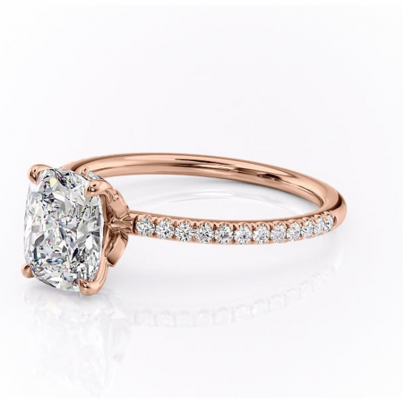 Inel de logodnă Onyxia din aur Rose 14kt cu moissanite tăietură asscher – Montură pavé rafinată pentru profil înalt | Personalizează și configurează gratuit online [6]