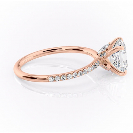 Inel de logodnă Onyxia din aur Rose 14kt cu moissanite tăietură asscher – Montură pavé rafinată pentru profil înalt | Personalizează și configurează gratuit online [1]