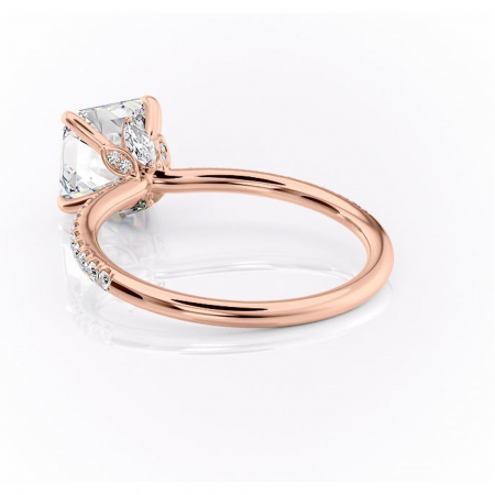 Inel de logodnă Onyxia din aur Rose 14kt cu moissanite tăietură asscher – Montură pavé rafinată pentru profil înalt | Personalizează și configurează gratuit online [3]