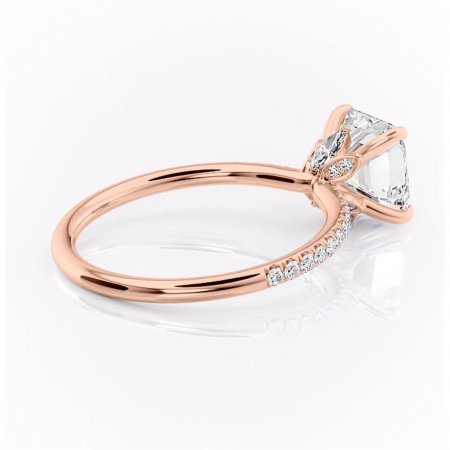 Inel de logodnă Onyxia din aur Rose 14kt cu moissanite tăietură asscher – Montură pavé rafinată pentru profil înalt | Personalizează și configurează gratuit online [2]