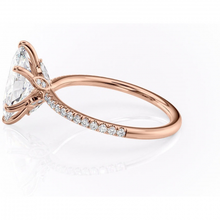 Inel de logodnă Onyxia din aur Rose 18kt cu moissanite tăietură marquise – Montură pavé rafinată pentru profil înalt | Personalizează și configurează gratuit online [5]
