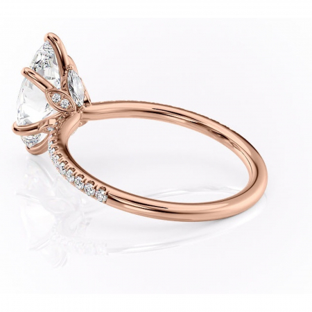 Inel de logodnă Onyxia din aur Rose 18kt cu moissanite tăietură marquise – Montură pavé rafinată pentru profil înalt | Personalizează și configurează gratuit online [4]
