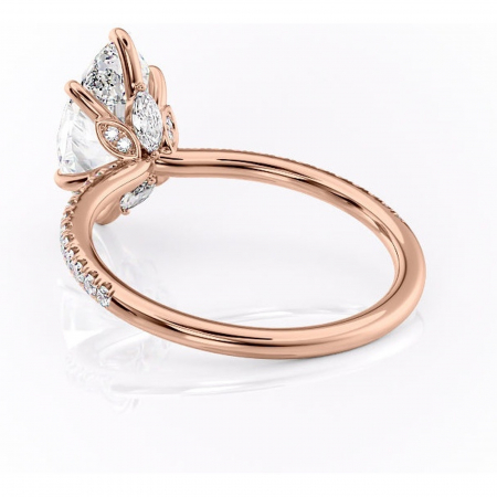 Inel de logodnă Onyxia din aur Rose 18kt cu moissanite tăietură marquise – Montură pavé rafinată pentru profil înalt | Personalizează și configurează gratuit online [3]