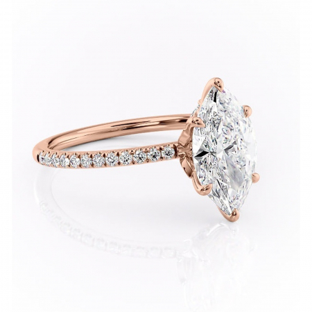 Marquise - Inel de logodnă Onyxia din aur Rose 18kt cu moissanite tăietură marquise – Montură pavé rafinată pentru profil înalt | Personalizează și configurează gratuit online