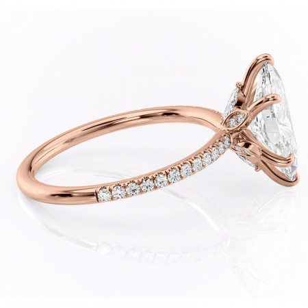 Inel de logodnă Onyxia din aur Rose 18kt cu moissanite tăietură marquise – Montură pavé rafinată pentru profil înalt | Personalizează și configurează gratuit online [1]
