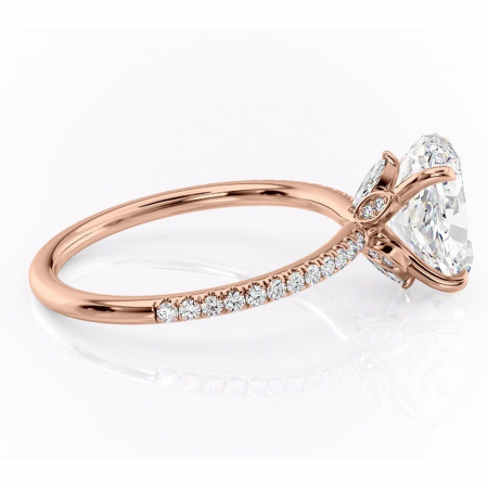 Inel de logodnă Onyxia din aur Rose 14kt cu moissanite tăietură ovală – Montură pavé rafinată pentru profil înalt | Personalizează și configurează gratuit online [1]