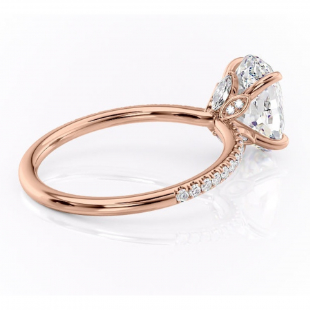 Inel de logodnă Onyxia din aur Rose 14kt cu moissanite tăietură ovală – Montură pavé rafinată pentru profil înalt | Personalizează și configurează gratuit online [2]