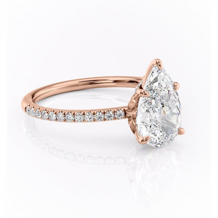 Pară - Inel de logodnă Onyxia din aur Rose 18kt cu moissanite tăietură pară – Montură pavé rafinată pentru profil înalt | Personalizează și configurează gratuit online