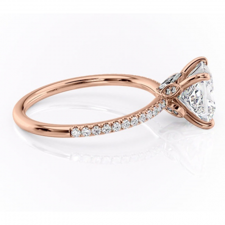 Inel de logodnă Onyxia din aur Rose 14kt cu moissanite tăietură princess – Montură pavé rafinată pentru profil înalt | Personalizează și configurează gratuit online [1]