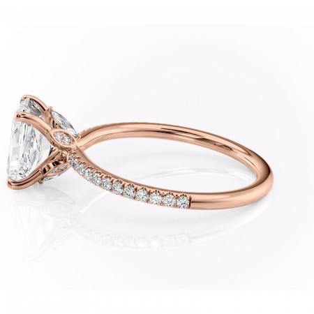 Inel de logodnă Onyxia din aur Rose 14kt cu moissanite tăietură radiantă – Montură pavé rafinată pentru profil înalt | Personalizează și configurează gratuit online [5]