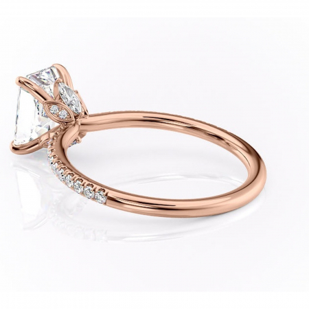 Inel de logodnă Onyxia din aur Rose 14kt cu moissanite tăietură radiantă – Montură pavé rafinată pentru profil înalt | Personalizează și configurează gratuit online [4]